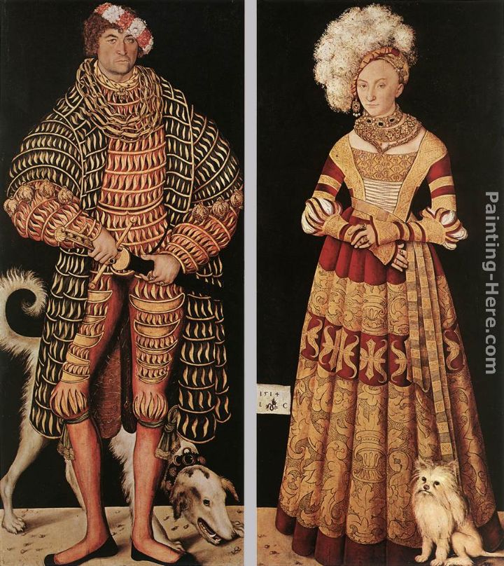 Portraits of Henry the Pious, Duke of Saxony and his wife Katharina von Mecklenburg painting - Lucas Cranach the Elder Portraits of Henry the Pious, Duke of Saxony and his wife Katharina von Mecklenburg art painting